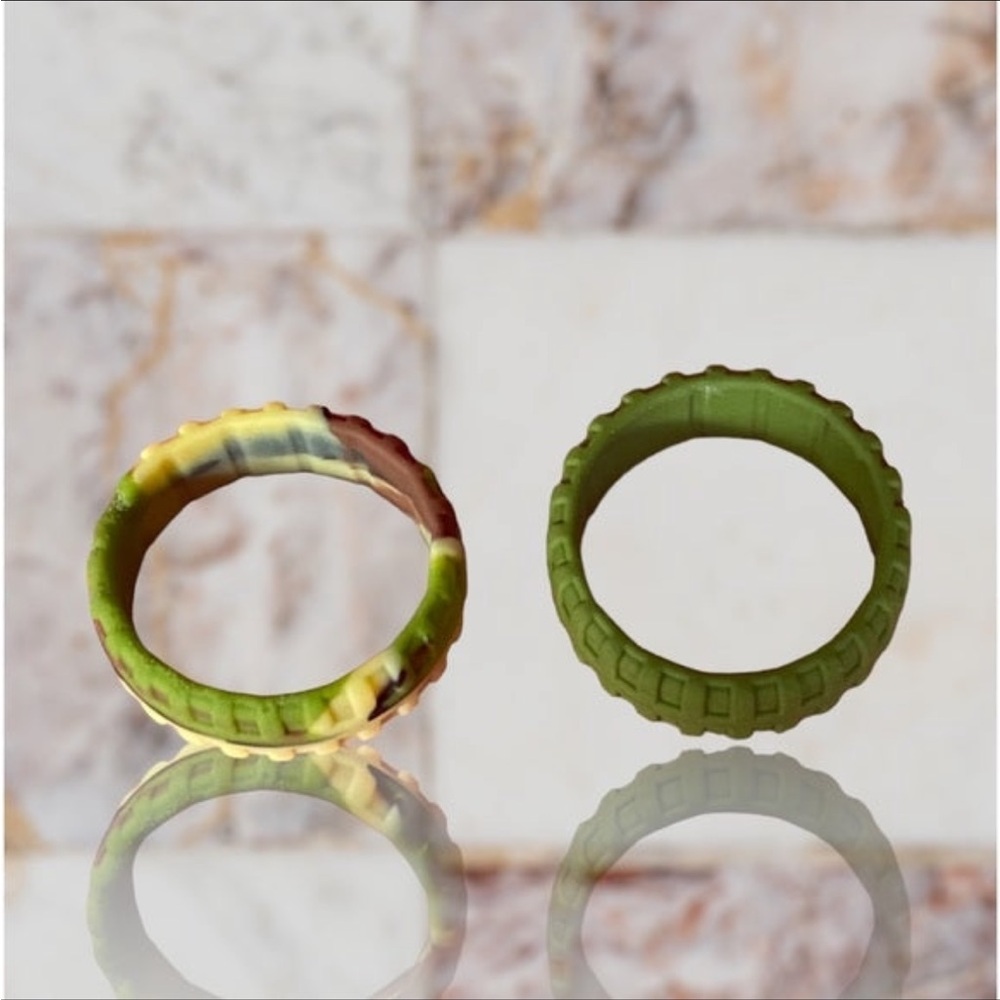 NEW Fine Fashion Unisex Any-Activity Silicon Grooved Ring 2-PACK (Sizes10-11)